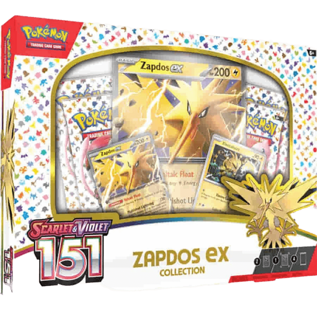 151 Zapdos ex Collection - A factory sealed Pokémon trading card product featuring Zapdos ex from Scarlet & Violet 151.
