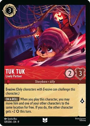 Tuk Tuk - Lively Partner (129/204) - Fabled card image showcasing character abilities and attributes.