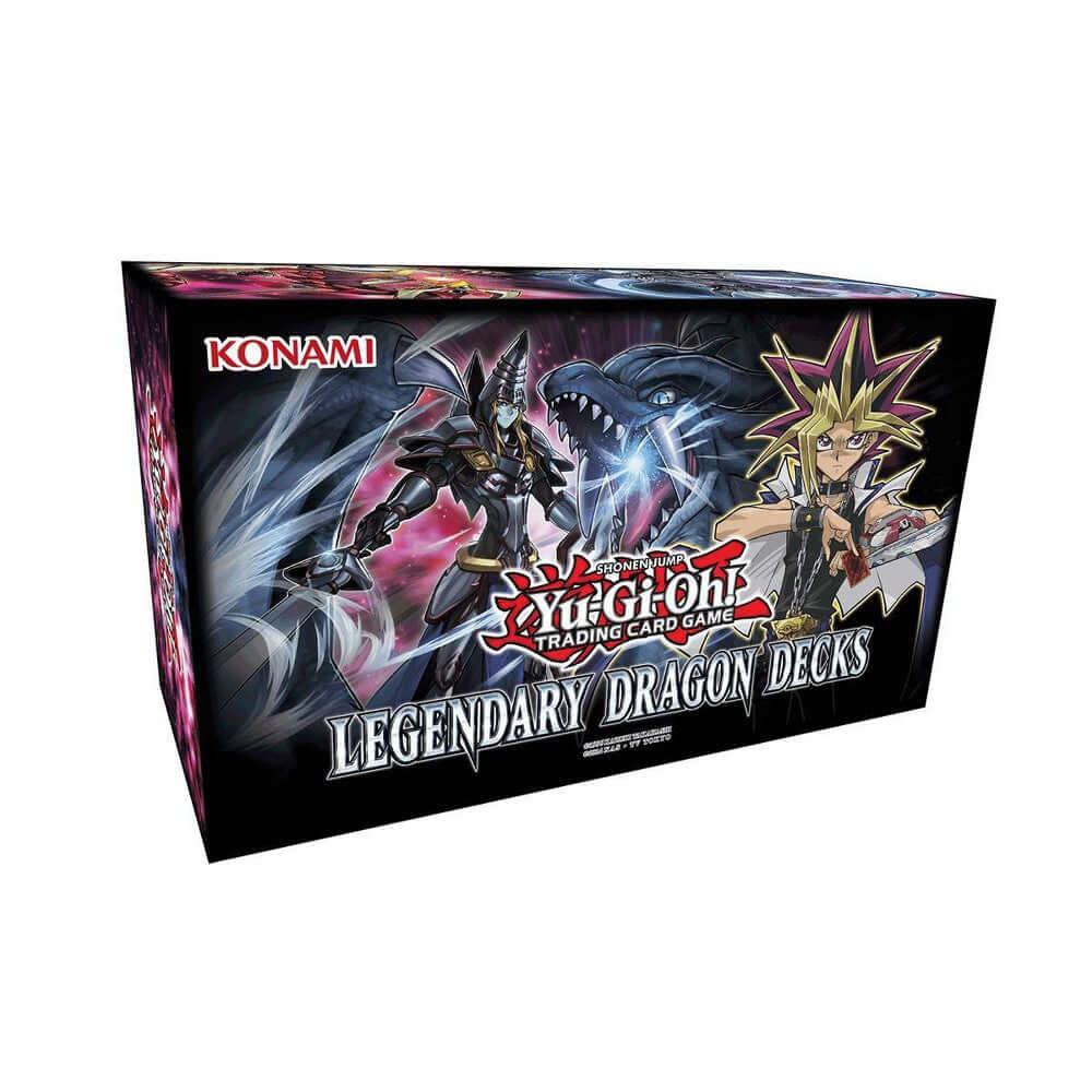 Yu-Gi-Oh! Trading Card Game Legendary Dragon Decks packaging featuring iconic dragons and characters.