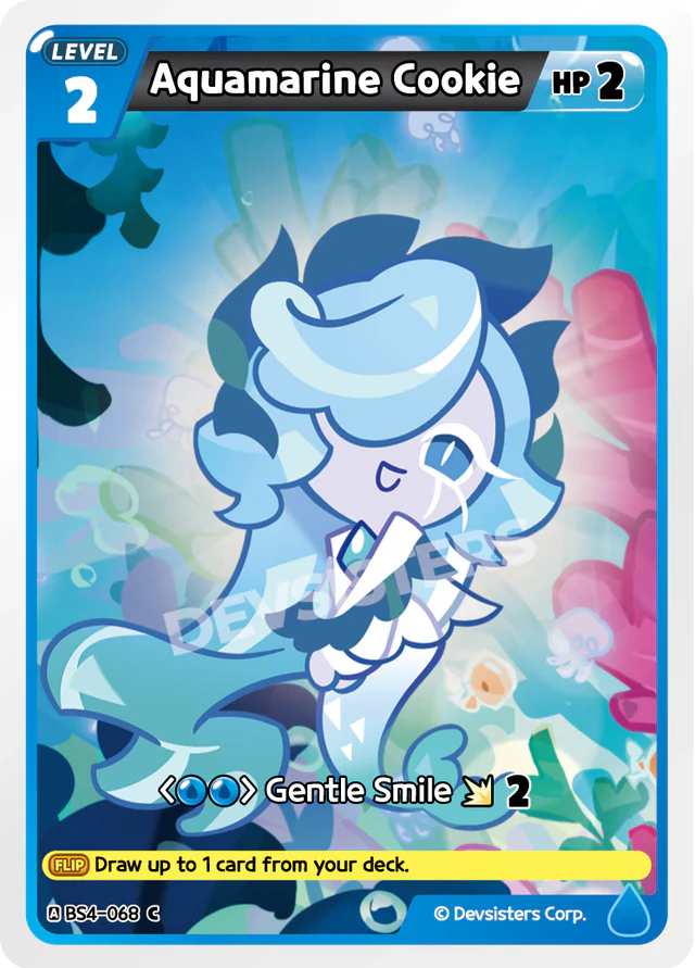 Aquamarine Cookie BS4-068 C | Common Card featuring a cheerful character with a gentle smile and vibrant background.