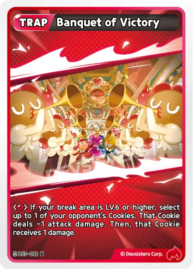 Banquet of Victory BS3-022 U | Uncommon Card showing colorful artwork and game mechanics.