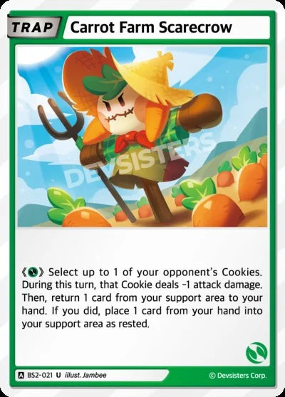Carrot Farm Scarecrow BS2-021 U | Uncommon Card featuring a cheerful scarecrow tending to carrots.