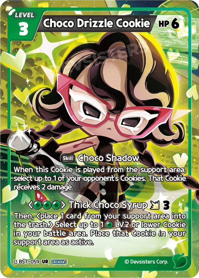 Choco Drizzle Cookie BS7-059 UR | Ultra Rare Card featuring unique artwork and special abilities from Cookie Run.