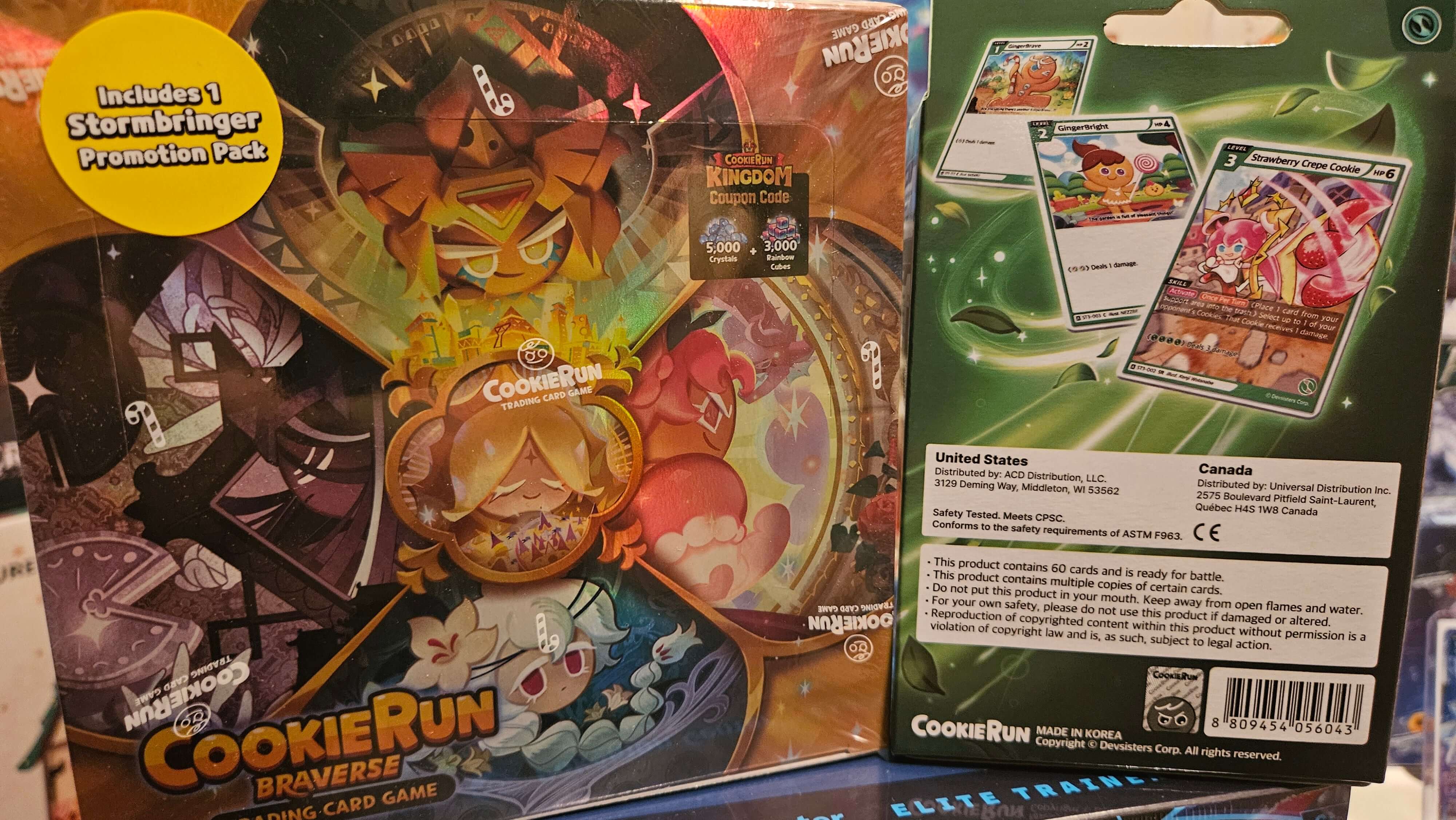 Cookie Run Starter Bundle - Choice of Starter Deck + Heroes & Kingdoms Booster Box packaging featuring game details.