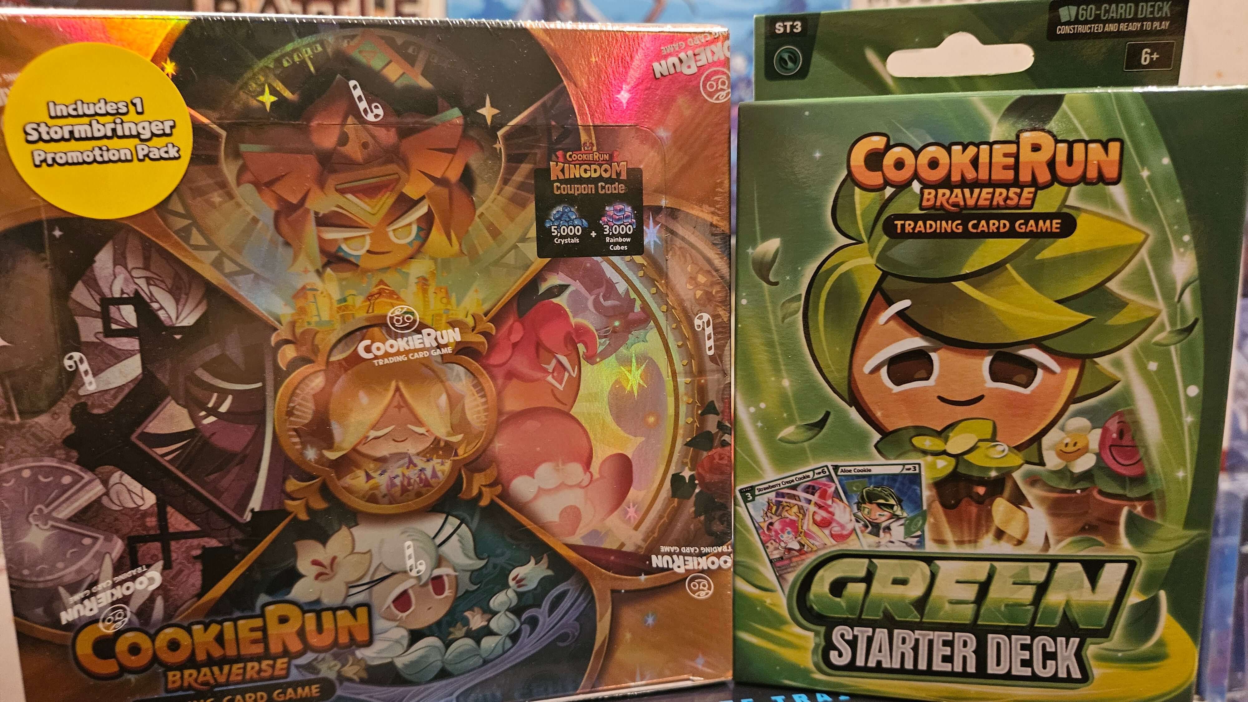 Cookie Run Starter Bundle - Choice of Starter Deck + Heroes & Kingdoms Booster Box featuring Green Starter Deck.
