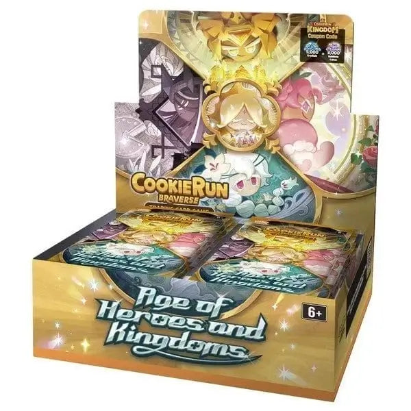 CookieRun Braverse TCG Age of Heroes and Kingdoms Booster Box + promo display with colorful packs