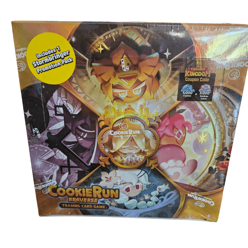 CookieRun Braverse TCG Age of Heroes and Kingdoms Booster Box + promo with Stormbringer Promotion Pack included.