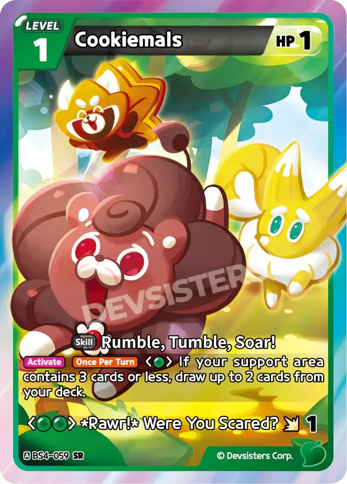 Cookiemals (BS4-059) SR – Brave Sweet | Cookie Run TCG Super Rare Card featuring adorable Cookie critters.