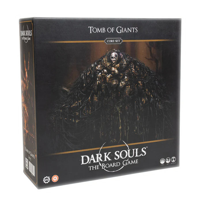 Dark Souls: The Board Game – Tomb of Giants core box featuring Gravelord Nito artwork and dungeon theme