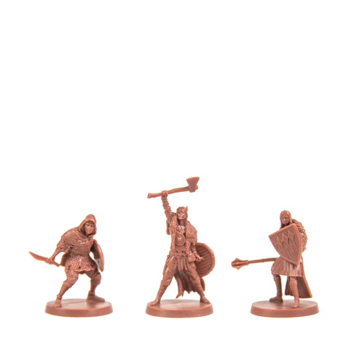 Cleric, Pyromancer, Thief, and skeletal enemies from Tomb of Giants core set miniatures lineup