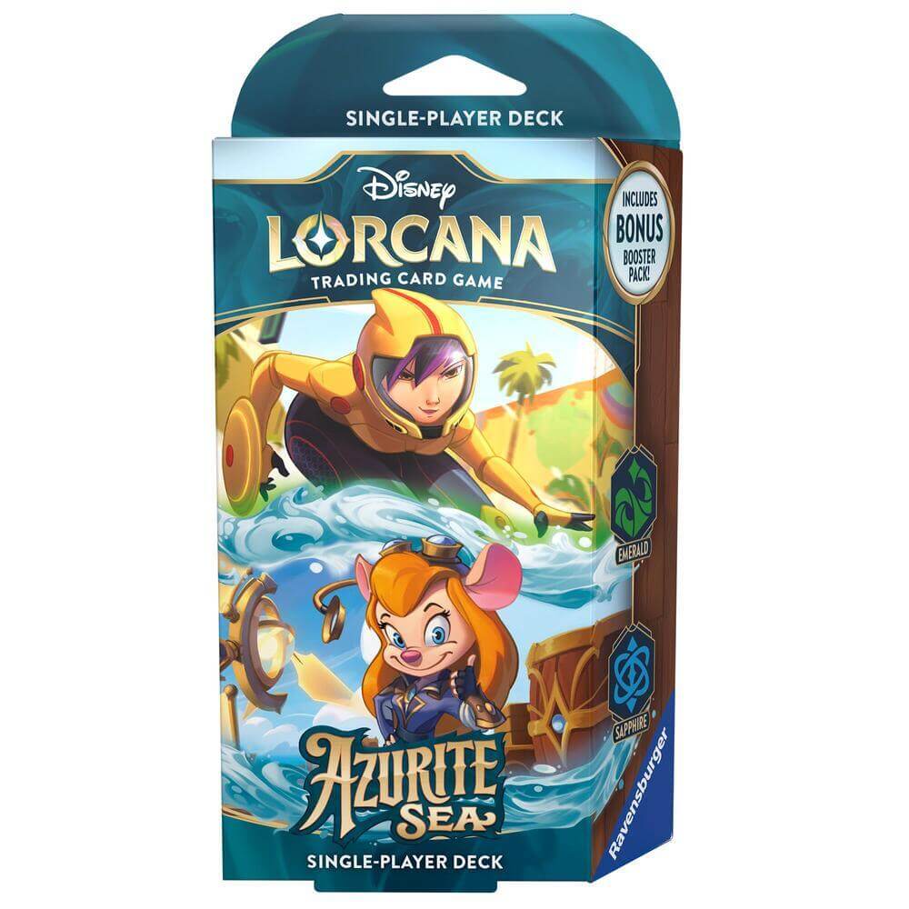 Azurite Sea - Starter Deck (Emerald & Sapphire) packaging for Disney Lorcana trading card game