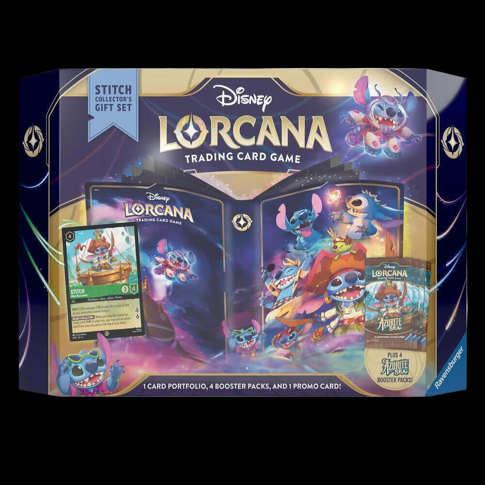 Azurite Sea - Stitch Collector's Gift Set featuring card portfolio, 4 booster packs, and 1 promo card.