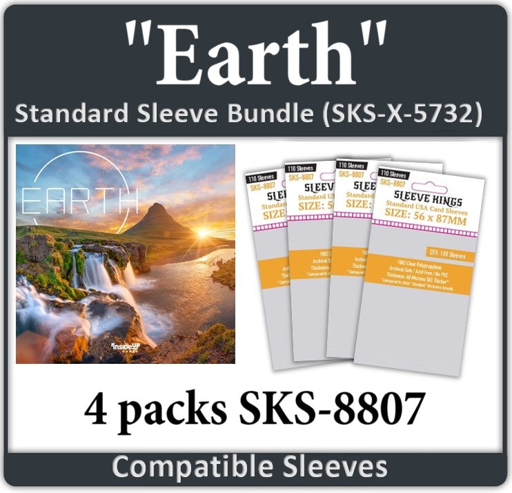 "Earth" Compatible Card Sleeve Bundle (8807 x 4) with 4 packs and thicker sleeves for card protection.