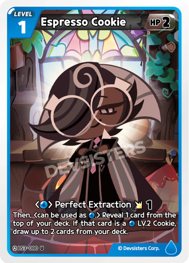 Espresso Cookie BS3-080 U | Uncommon Card illustration featuring special abilities and character design.