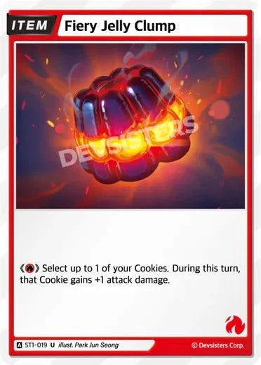 Fiery Jelly Clump ST1-019 U | Uncommon Card featuring a glowing jelly clump in vibrant colors.