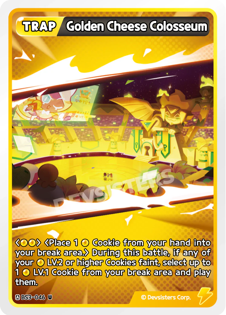 Golden Cheese Colosseum BS3-046 U | Uncommon Card featuring vibrant design and gameplay mechanics.