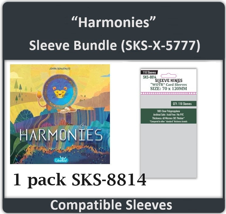 "Harmonies" Compatible Card Sleeve Bundle (8814 x 1) featuring thicker 60-micron sleeves and 110 per pack for superior protection.