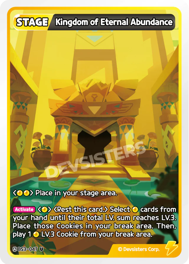 Kingdom of Eternal Abundance BS3-047 U | Uncommon Card displayed on a vibrant, colorful background.