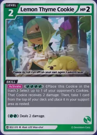 Lemon Thyme Cookie BS2-015 R | Rare Card featuring card artwork and skill description.