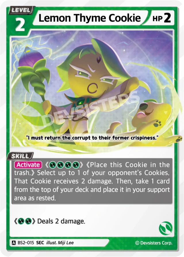 Lemon Thyme Cookie BS2-015 SEC | Secret Card, a card game image featuring a playful cookie character.
