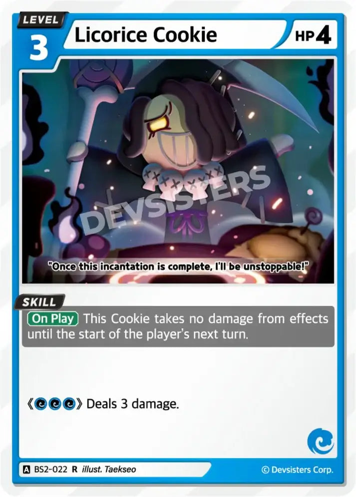 Licorice Cookie BS2-022 | Rare Card, a Level 3 character card with HP 4 and special skills.
