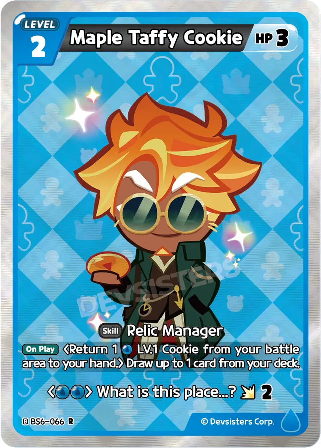 Maple Taffy Cookie BS6-066 R | Rare Card featuring a character with sunglasses and playful pose.