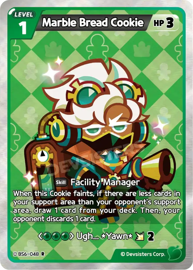 Marble Bread Cookie BS6-048 R | Rare Card featuring skill Facility Manager and unique character design.
