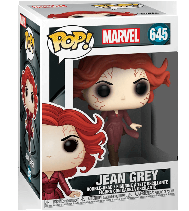 Marvel - Jean Grey Bobble-Head Figure (#645) - Funko - Pop! Series in collectible box with details.