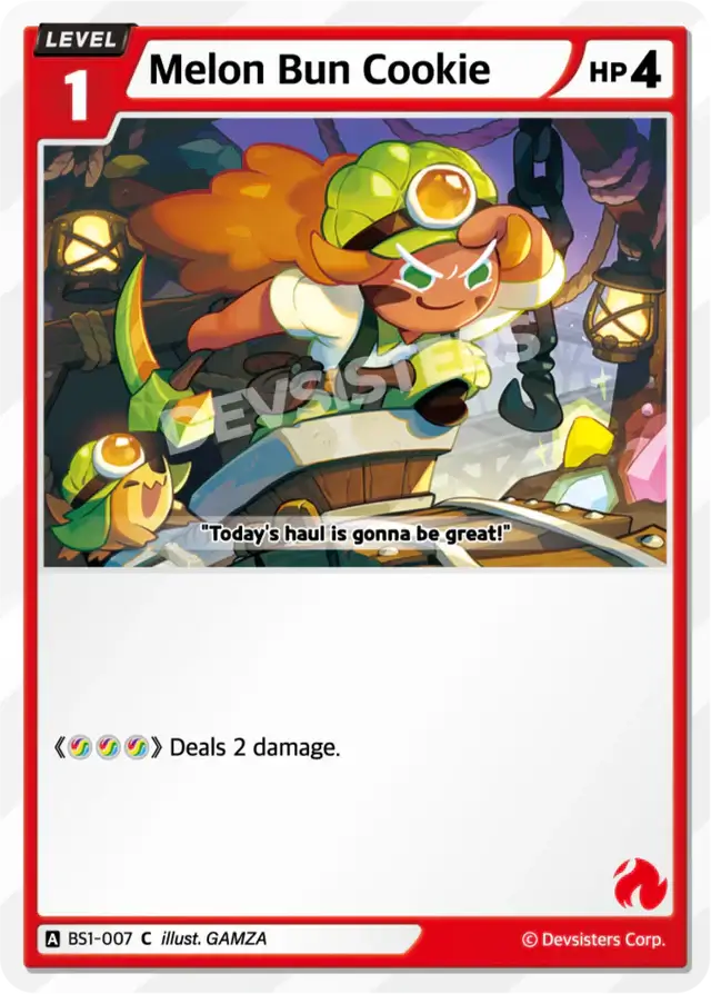 Melon Bun Cookie C | Common Card showing a character in action with vibrant colors and energy.