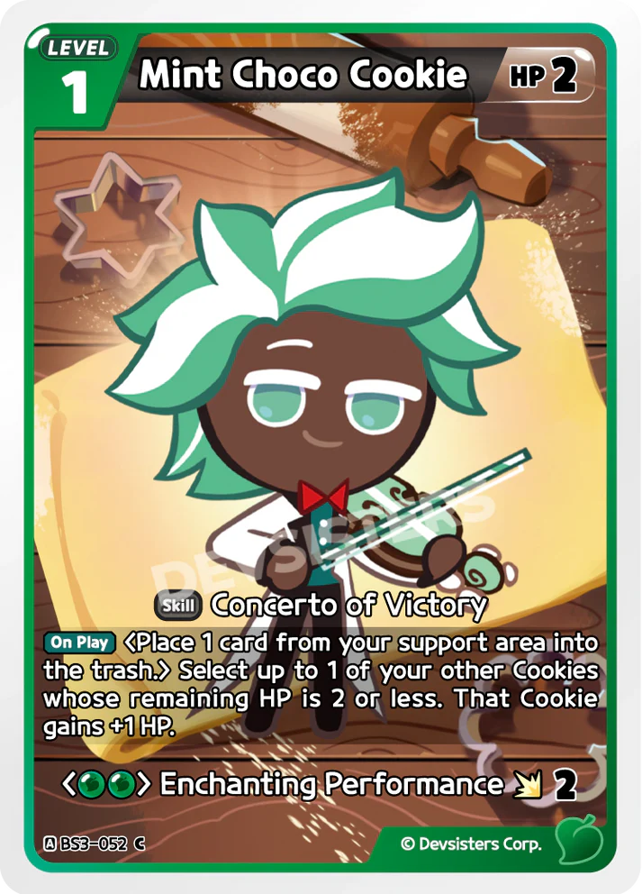 Mint Choco Cookie BS3-052 C | Common Card showcasing Concerto of Victory skill.