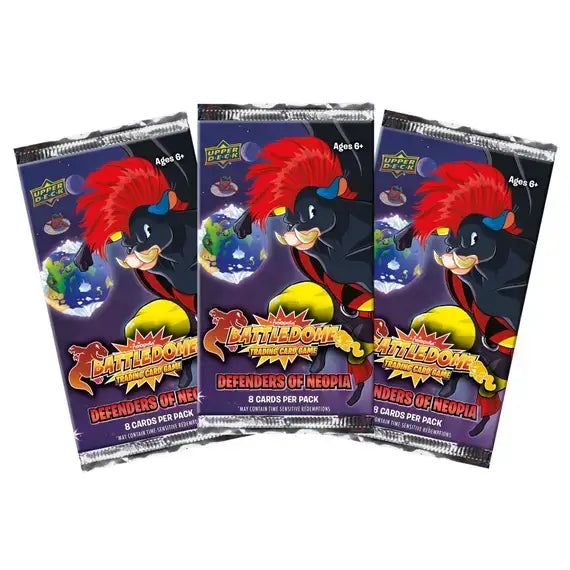 Neopets Battledome TCG: Defenders of Neopia Booster Display featuring three booster packs.