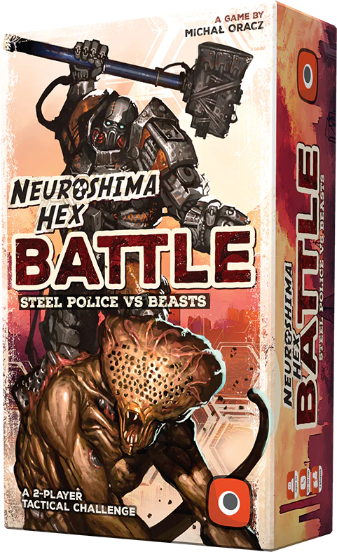 Neuroshima Hex Battle Steel Police vs Beats 2v2 Battle Strategy game box featuring unique artwork.