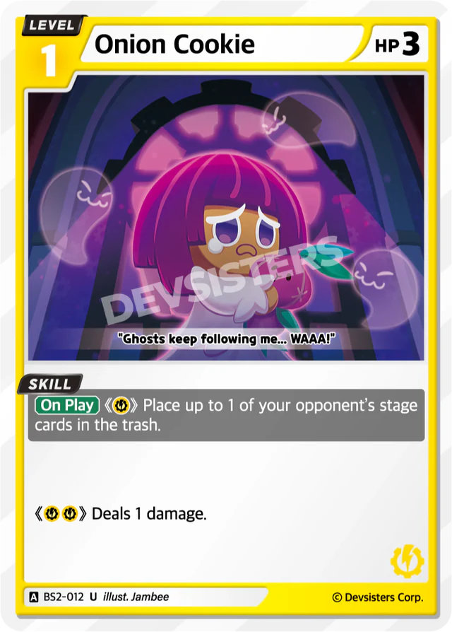 Onion Cookie BS2-012 U | Uncommon Card featuring a character expressing fear with a whimsical design.