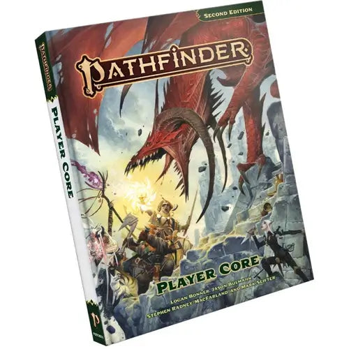 Pathfinder Player Core 2 Second Edition hardcover book featuring epic fantasy art and character creation options.