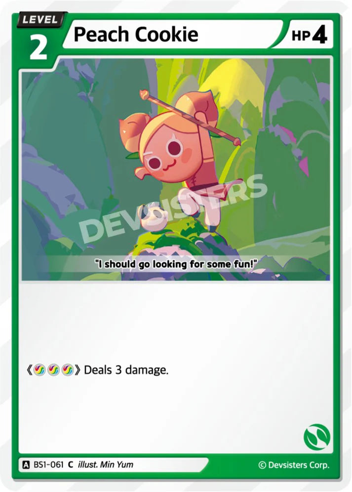 Peach Cookie BS1-061 C | Common Card featuring character with a bow in a colorful environment.