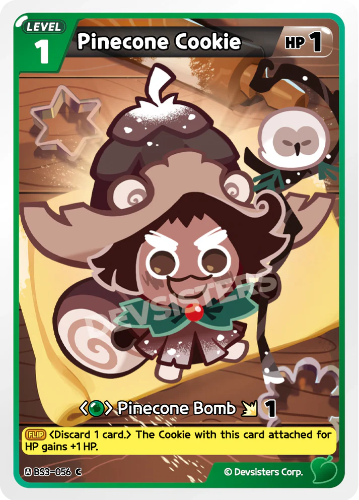 Pinecone Cookie BS3-056 C | Common Card featuring cute character with pinecone hat and festive decor.