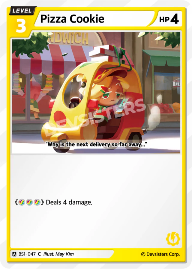 Pizza Cookie BS1-047 C | Common Card featuring a delivery character in a colorful setting.