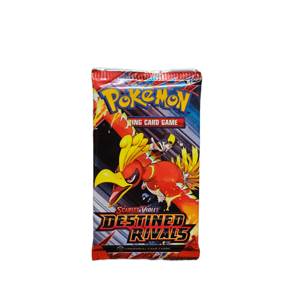 Pokemon Destined Rivals Booster Pack featuring Ho-Oh from the Scarlet and Violet series.