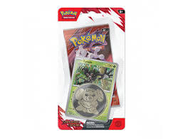Pokémon Destined Rivals: Checklane Blister - Rabsca featuring sealed trading cards and game pieces.