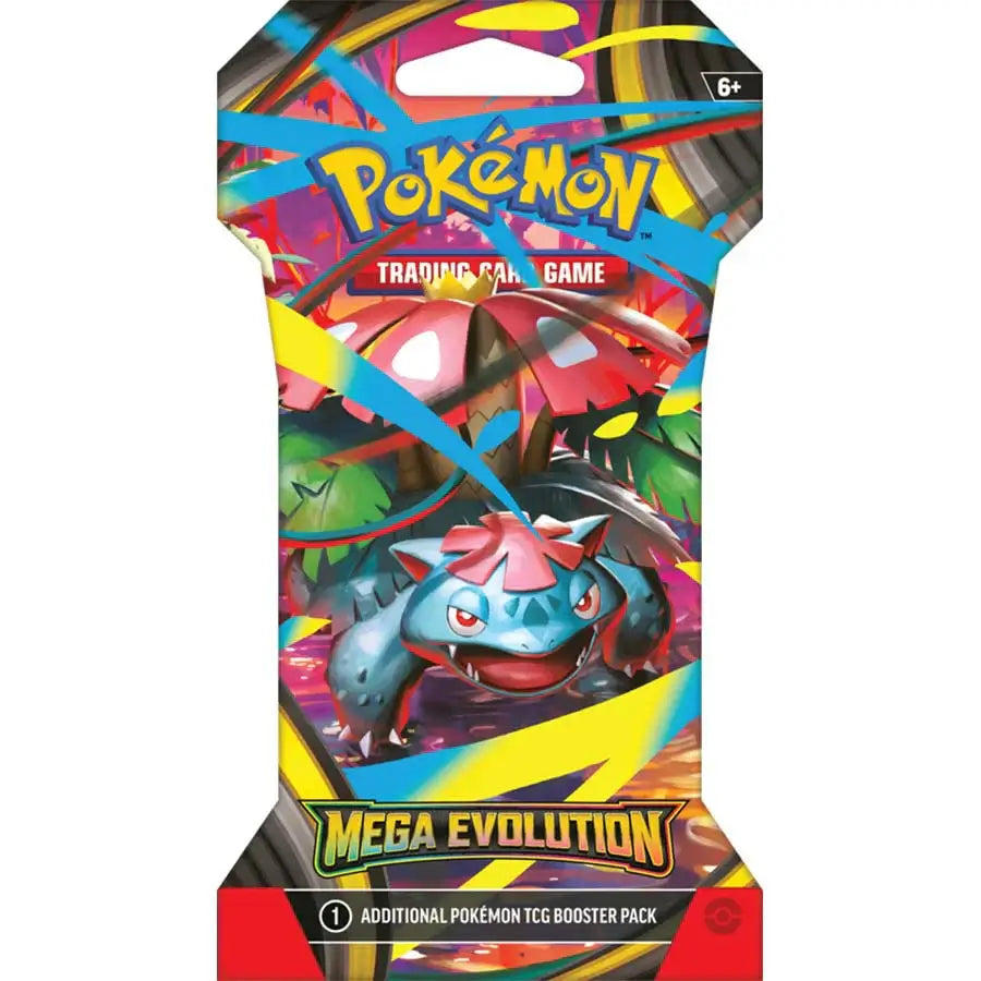 Pokemon Mega Evolutions Sleeved Booster Pack featuring Mega Venusaur and vibrant colors.