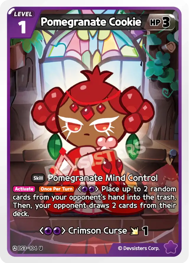 Pomegranate Cookie BS3-104 U | Uncommon Card featuring unique powers and level details.
