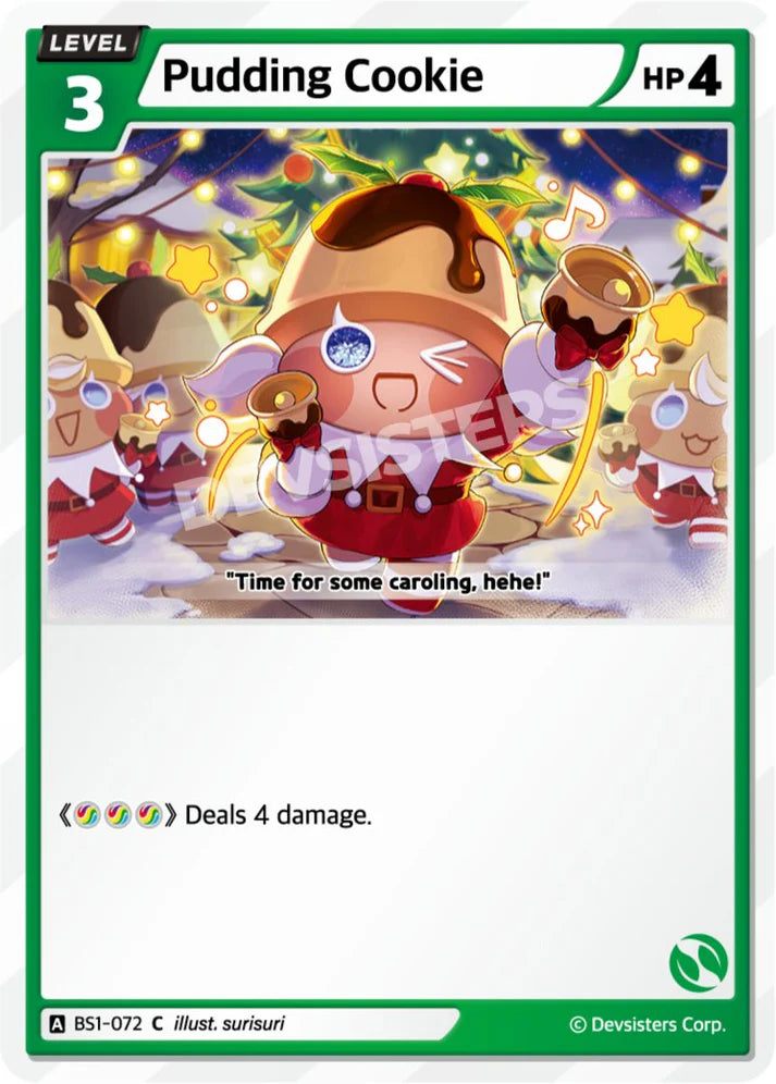 Pudding Cookie BS1-072 C | Common Cookie card featuring festive characters and fun designs.
