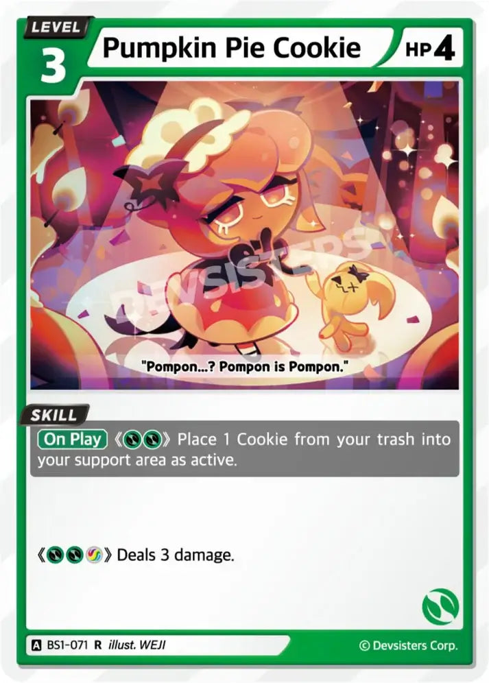 Pumpkin Pie Cookie (BS1-071) R – Brave Beginning Rare | Cookie Run TCG Single Card