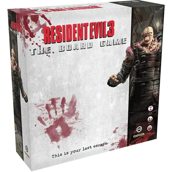 Resident Evil 3: The Board Game | 1–4 Player Campaign Horror Game by Steamforged box cover featuring Nemesis.