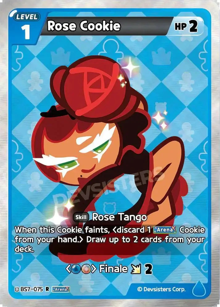 Rose Cookie BS7-075 R | Rare Card featuring the animated character in a colorful background.