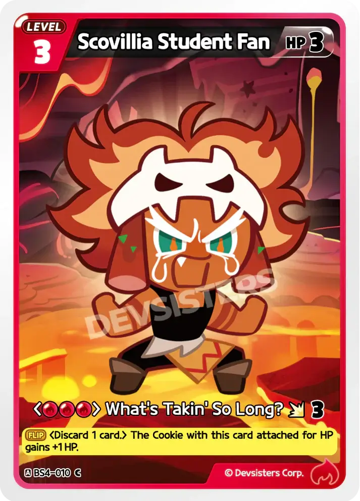 Scovillia Student Fan BS4-010 C | Common Card featuring an animated character with a fierce expression.