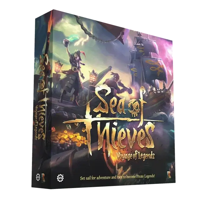 Sea of Thieves: Voyage of Legends – Board Game | 2–4 Player Pirate Adventure by Steamforged Games box cover image.