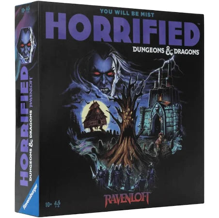 Horrified Dungeons & Dragons Ravenloft board game box featuring iconic horror elements and characters.