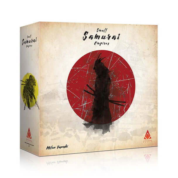 Small Samurai Empires by Archona Games game box featuring samurai artwork and red circle design.