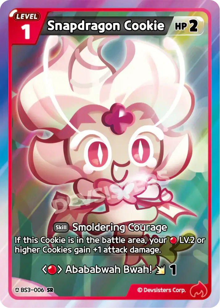 Snapdragon Cookie (BS3-006) SR – Heroes of Balance | Cookie Run TCG Super Rare Card with dazzling foil artwork.